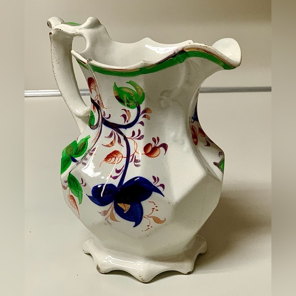 19th Century Gaudy Welsh Unrecorded Pattern Octagonal Footed Jug Handled Pitcher - Picture 3 of 16